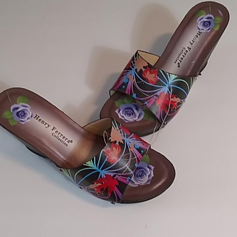 HENRY FERRERA COLLECTION FLORAL WEDGES
